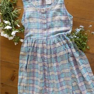 Vintage Plaid Cottagecore Dress